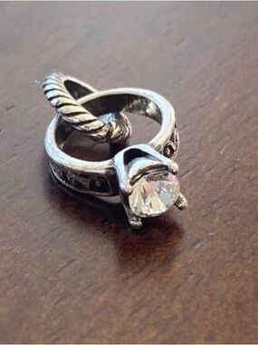 💍 BRIGHTON CHARM! Silver Ring with Clear Faceted Stone